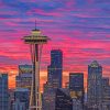 Seattle space needle sunset adult paint by numbers