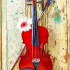 Violin With Daisy Flower paint by numbers