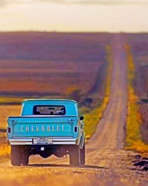 Blue Truck On A Road paint by numbers