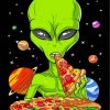 Alien Eating Pizza paint by number