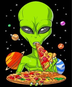 Alien Eating Pizza paint by number