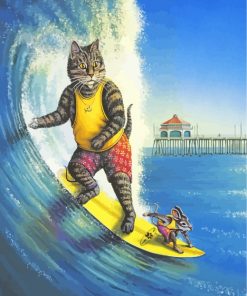 Cat And Mouse Surfing paint by numbers