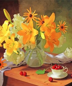 Still Life Orange Lilies Vase Paint by numbers