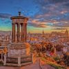 Sunset Dugald Stewart Monument paint by numbers