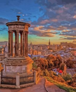 Sunset Dugald Stewart Monument paint by numbers