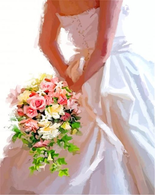 Bride Holding Flowers paint by numbers