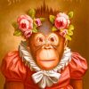 Monkey With Floral Crown paint by numbers