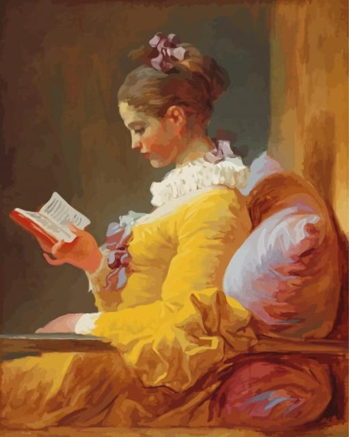 A Young Girl Reading Fragonard paint by numbers