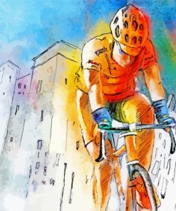 Abstract Cyclist paint by numbers