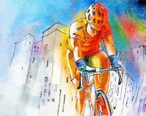 Abstract Cyclist paint by numbers