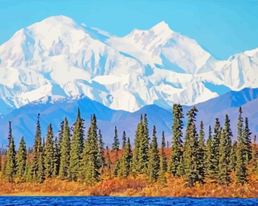 Alaska Mountains paints by numbers