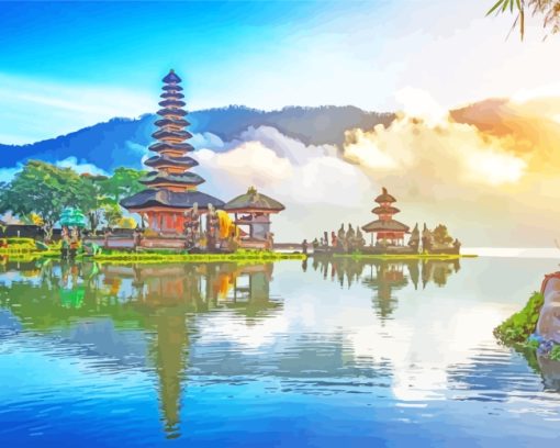 Bali Ulun Danu Temple Monument paint by numbers