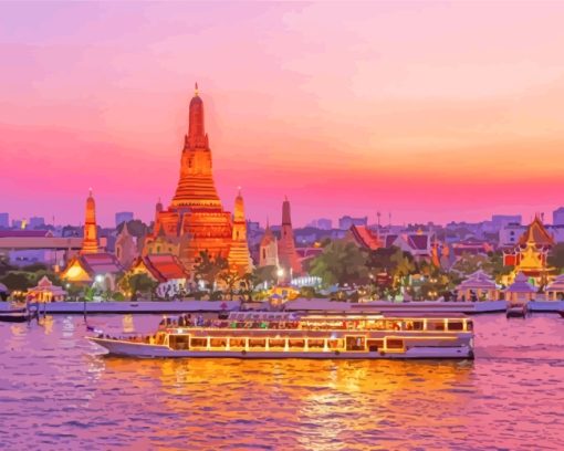 Bangkok Wat Arun Temple paint by number