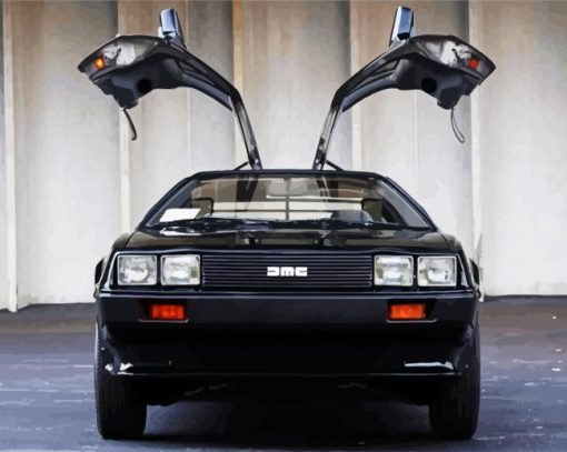 Black Delorean Car paint by numbers