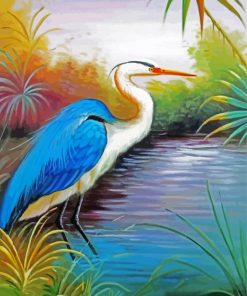 Blue Heron In Swamp paint by numbers