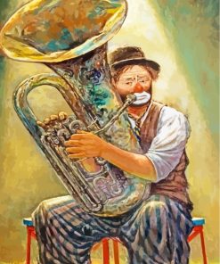 Clown Playing Baritone paint by numbers