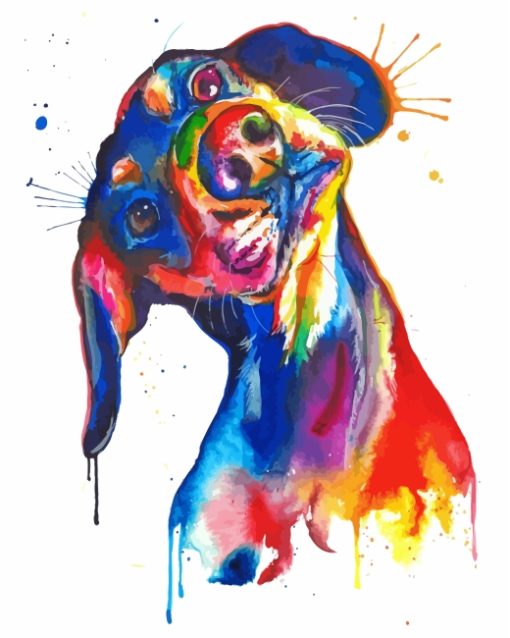 Colorful Dachshund Dog paint by numbers