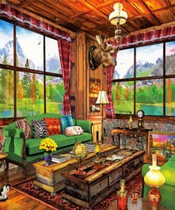 Cozy Autumn Cabin paint by numbers