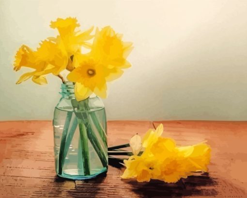 Daffodil In Glass Jar paint by number