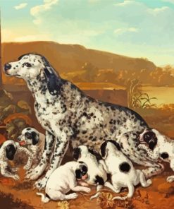 Dalmatian Dog With Puppies Paint by numbers