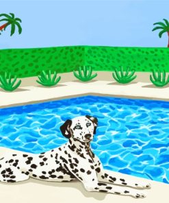 Dalmatian In Pool paint by numbers