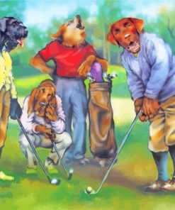 Dogs Playing Golf paint by numbers