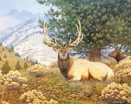 Elk In Forest paint by numbers