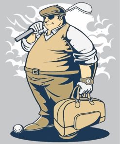 Fat Golfer Illustration paint by number