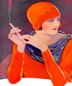 Flapper Deco Lady Smoking paint by numbers