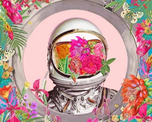 Floral Astronaut Art paint by number