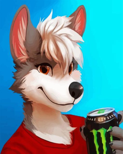 Furry Drinking Monster Drink paint by number