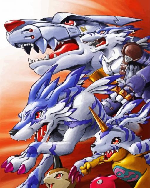 Garurumon Anime paint by numbers