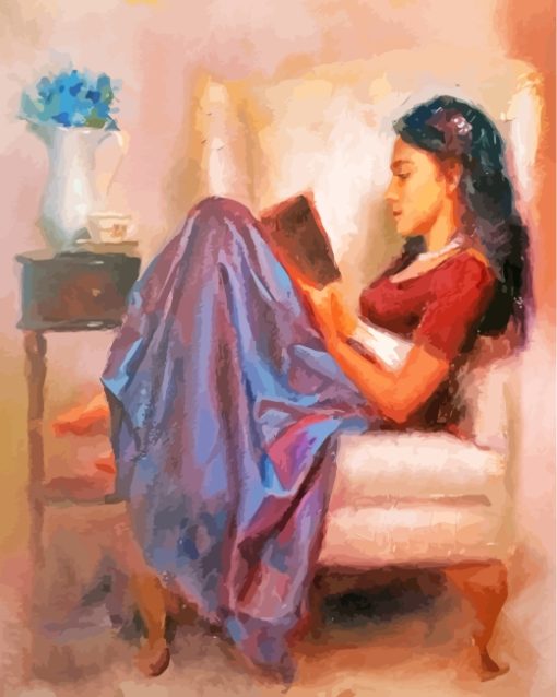 Girl Reading Book Art paint by number