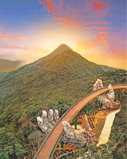 Aesthetic Golden Bridge Vietnam paint by numbers