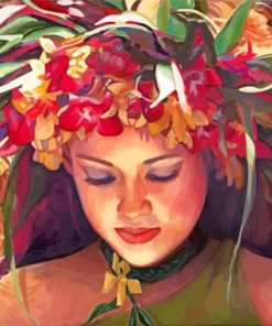 Hawaiian Lady With Floral Headdreads paint by numbers