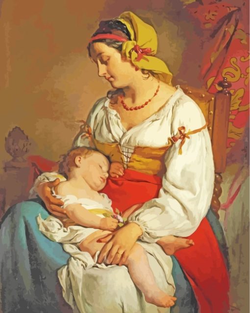 Italian Mother And Child paint by numbers