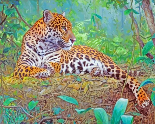 Jaguar In Jungle paint by numbers