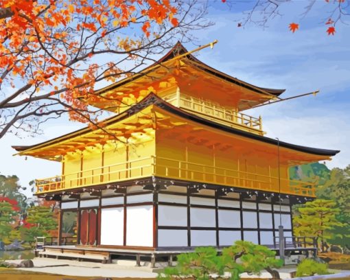 Aesthetic Kinkaku Ji Temple Kyoto paint by numbers