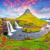 Kirkjufell Mountain Waterfall paint by numbers