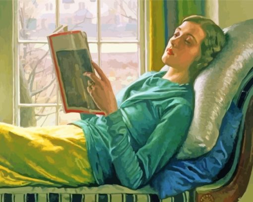 Lady Reading Book paint by numbers