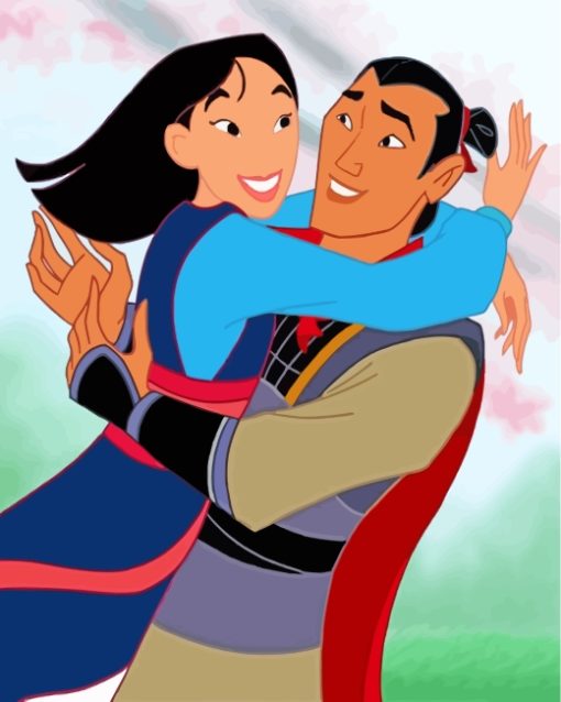 Li Shang And Mulan Hugging Paint by numbers