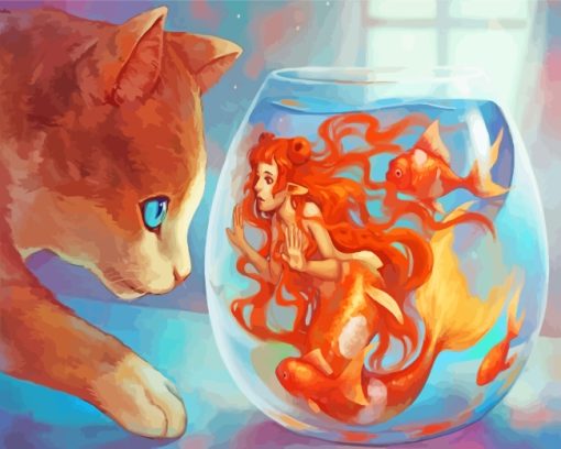 Mermaid In Fish Tank paint by numbers