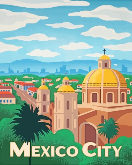 Mexico City Travel Poster paint by numbers