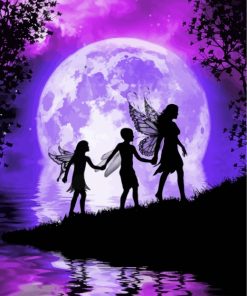 Moonlight Fairies Silhouette paint by numbers