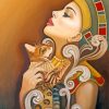 Nefretiti And Her Egyptian Cat paint by numbers