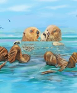 Otters Swimming paint by Numbers