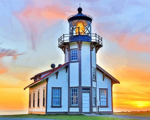 Point Cabrillo Lighthouse Museum Mendocino paint by numbers