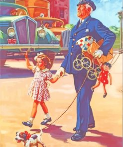 Policeman And Little Girl paint by numbers