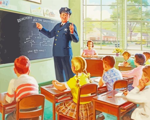 Policeman In The School paint by number