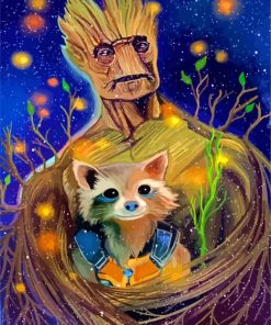 Groot And Rocket paint by numbers